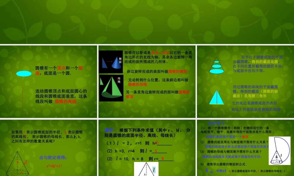 九年级数学上册 圆锥课件 新人教版 课件