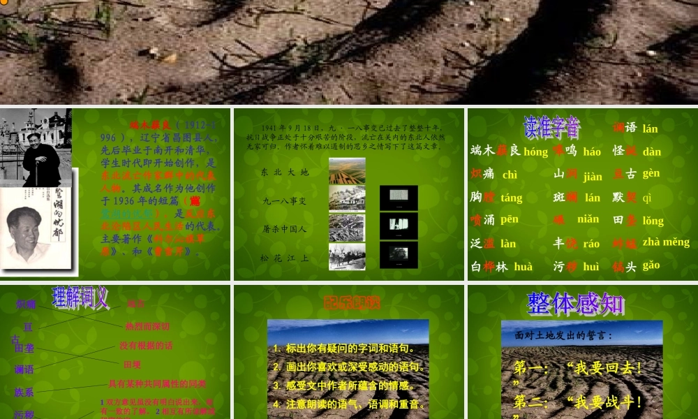 中学七年级语文下册(第9课 土地的誓言)课件 新人教版 课件