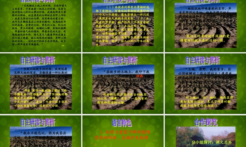 中学七年级语文下册(第9课 土地的誓言)课件 新人教版 课件