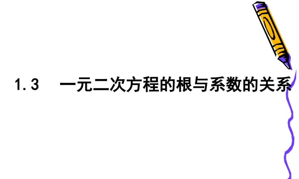 1.3-一元二次方程的根与系数的关系.3-一元二次方程的根与系数的关系