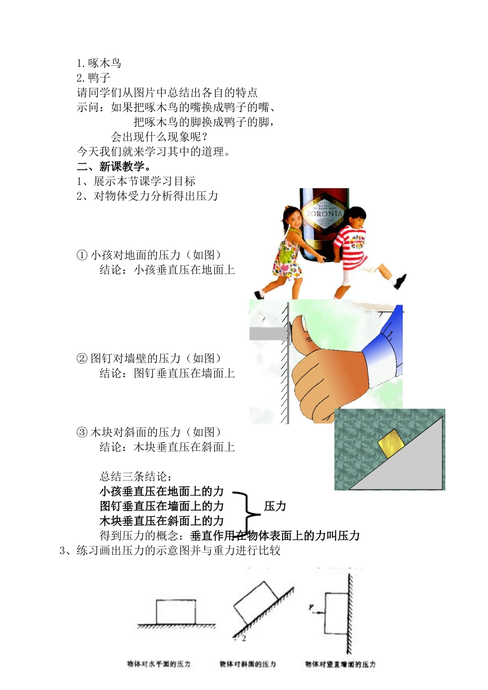 初中物理压强教学设计_第2页