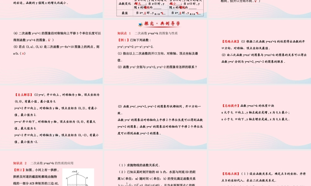 九年级数学下册 第27章二次函数272二次函数的图象与性质 2 二次函数yax2bxc的图象与性质第1课时习题课件 华东师大版 课件