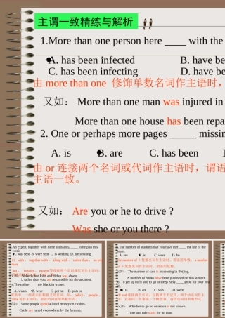 主谓一致精练与解析