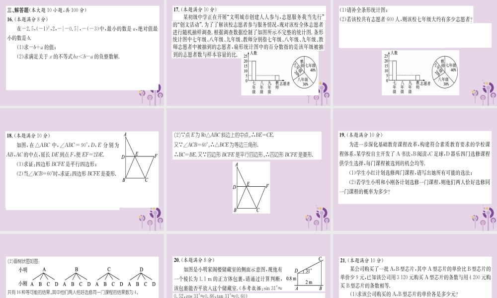 中考数学总复习 毕业生学业(升学)考试模拟试题卷(5)课件 试题-2