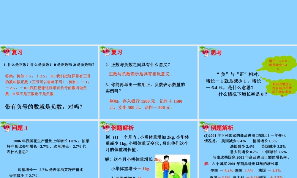 中学七年级数学上册 1.1 正数和负数课件(2) (新版)新人教版 课件