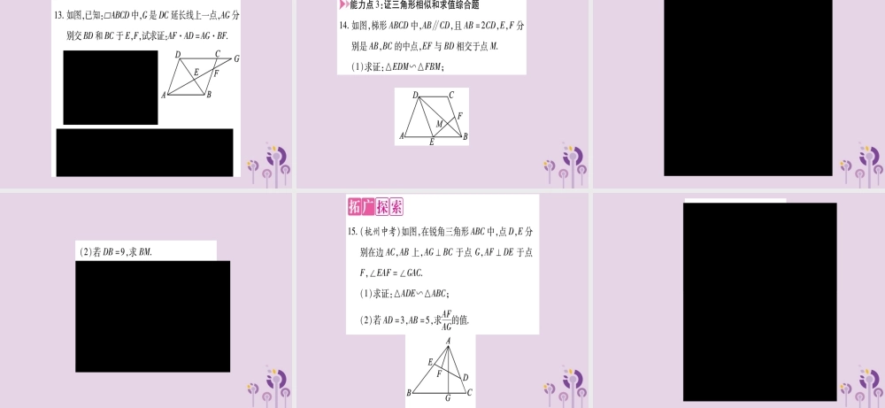 九年级数学上册 第22章 相似形 222 相似三角形的判定 第2课时 三角形相似的判定定理1作业课件 (新版)沪科版 课件