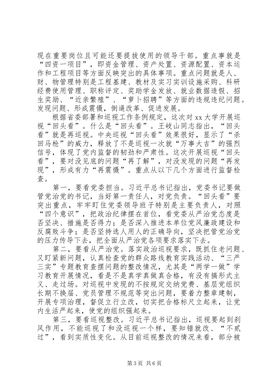 大学“回头看”工作动员会发言稿_第3页