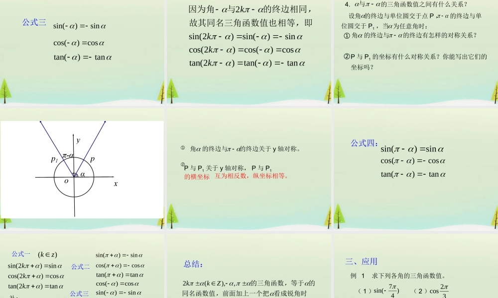 数学 1.3三角函数的诱导公式(第1课时)课件 新人教A版必修4 课件