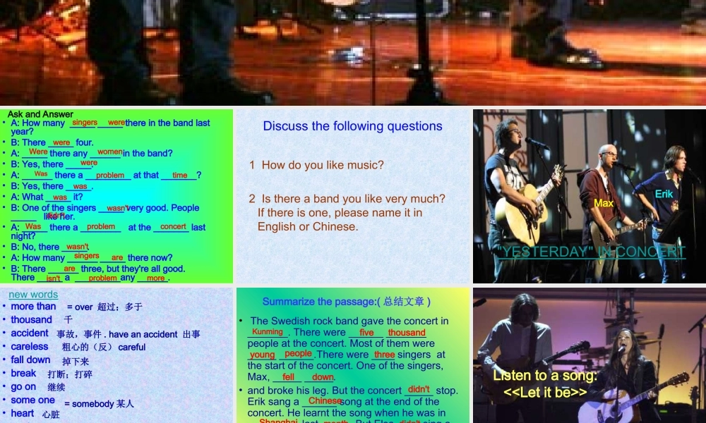 八年级英语 Lesson38 The Swedish rock band课件