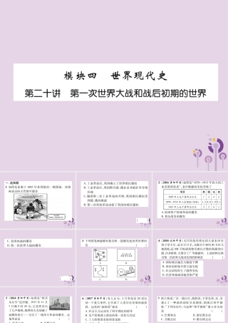 中考历史总复习 第一编 教材知识速查篇 模块四 世界现代史 第第一次世界大战和战后初期的世界(精练)课件