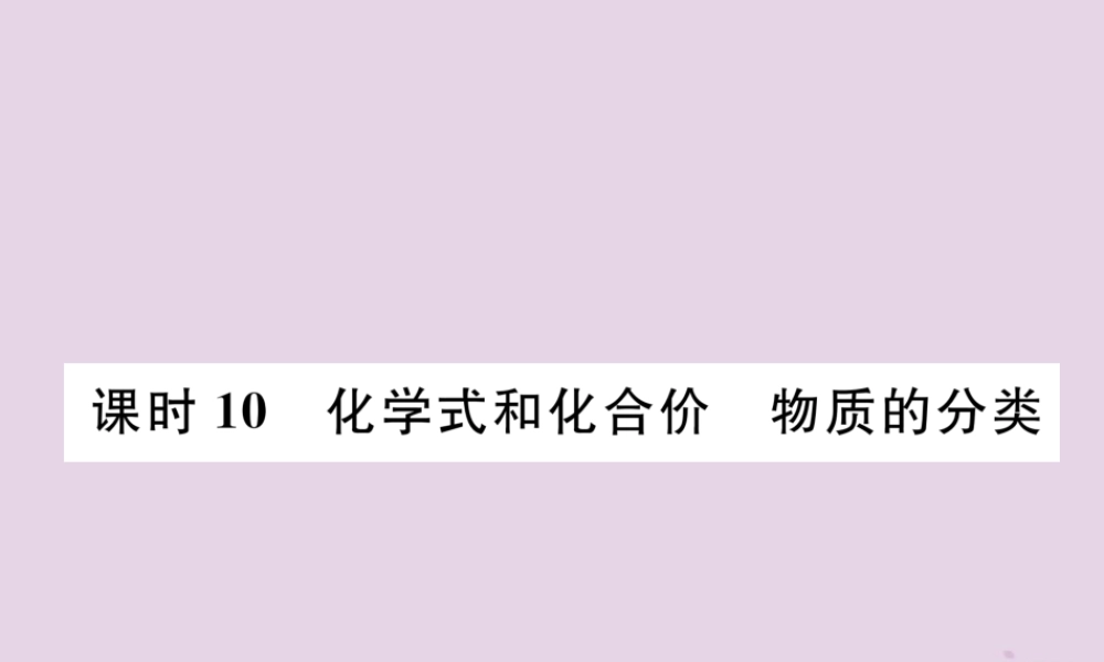 中考化学总复习 第1编 主题复习 模块2 物质构成的奥秘 课时10 化学式和化合价 物质的分类(精讲)课件