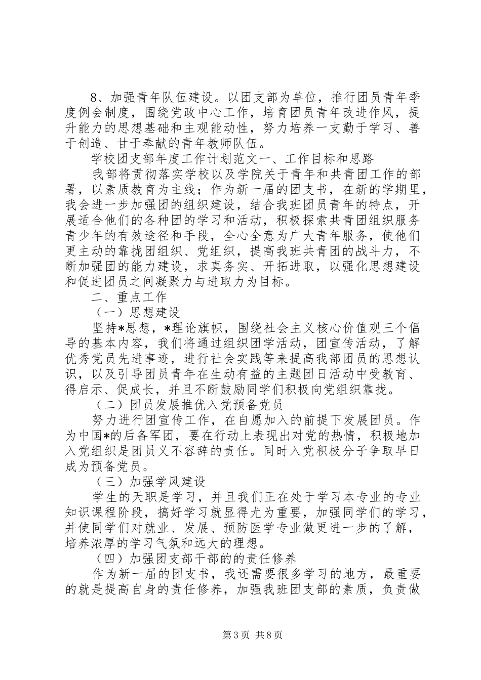 学校团支部年度工作计划范文材料精选合集_第3页