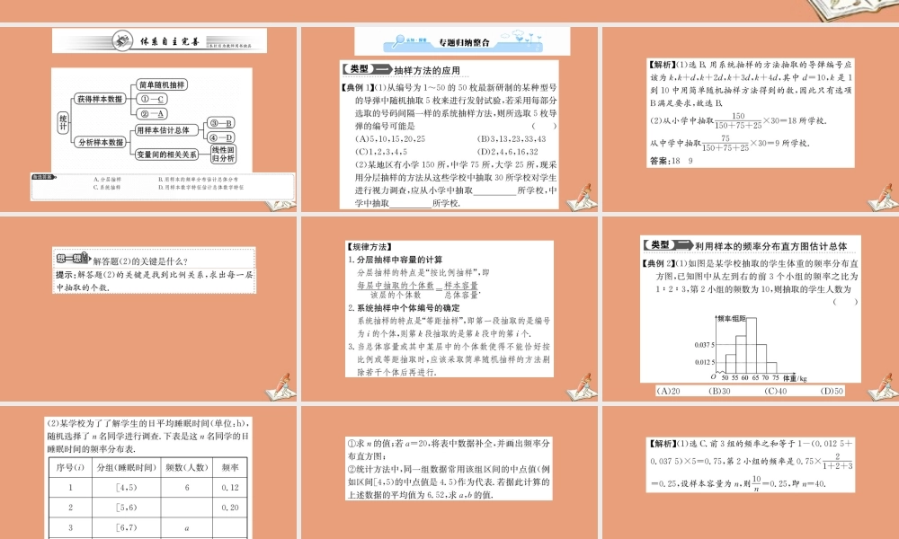 数学 阶段复习课 第二章 统计教学课件 新人教A版必修3 课件