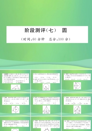 中考数学复习 第7章 圆阶段测评(七)圆(精练)课件