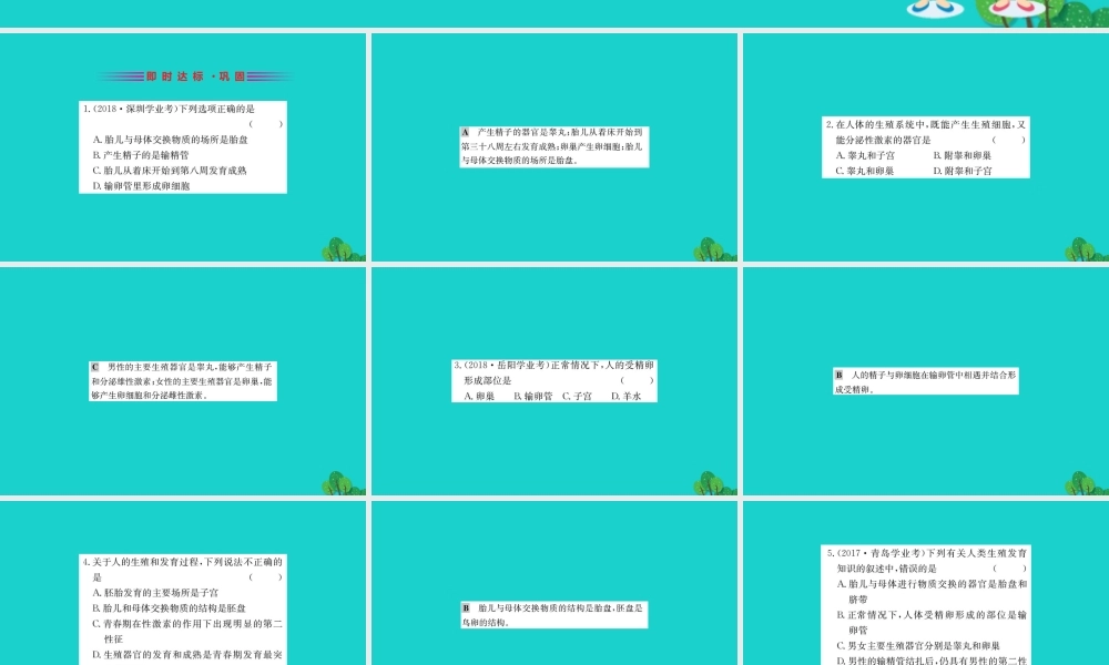 七年级生物下册 4.1.2 人的生殖习题课件(新版)新人教版 课件