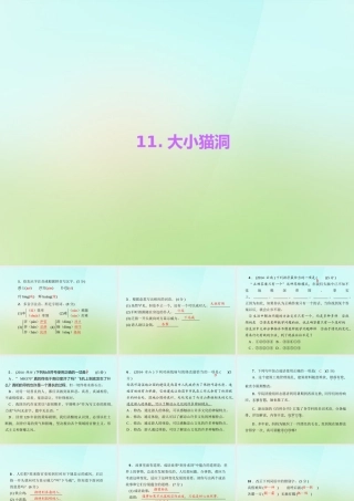 九年级语文上册 11大小猫洞习题课件 语文版 课件