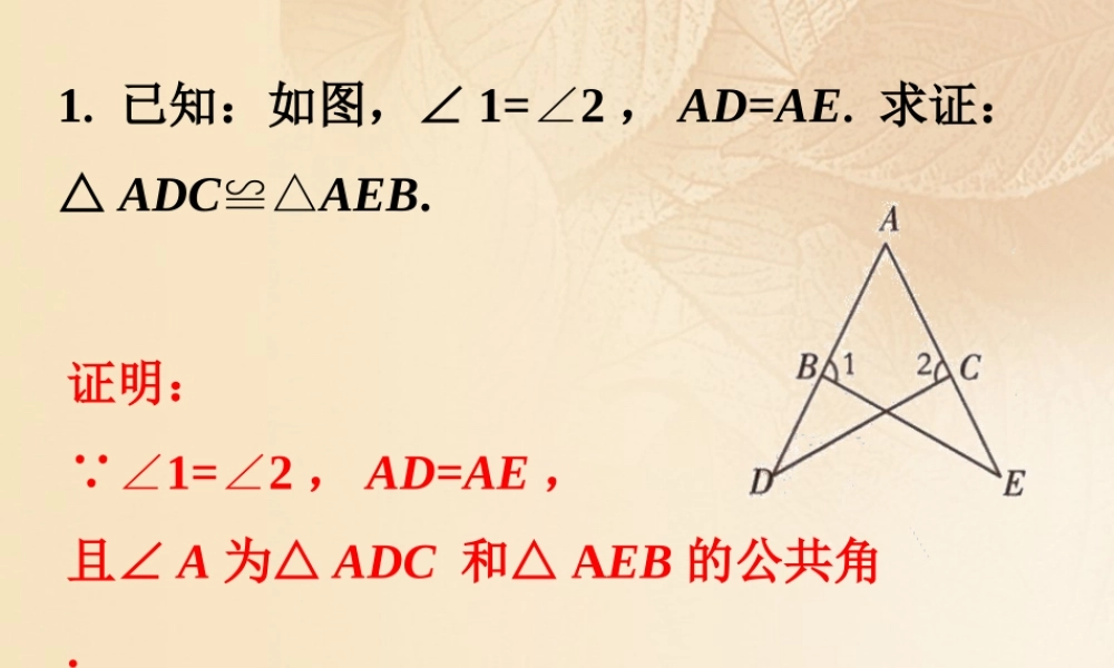 八年级数学上册 2.5(全等三角形)课内练习4素材 (新版)湘教版 素材
