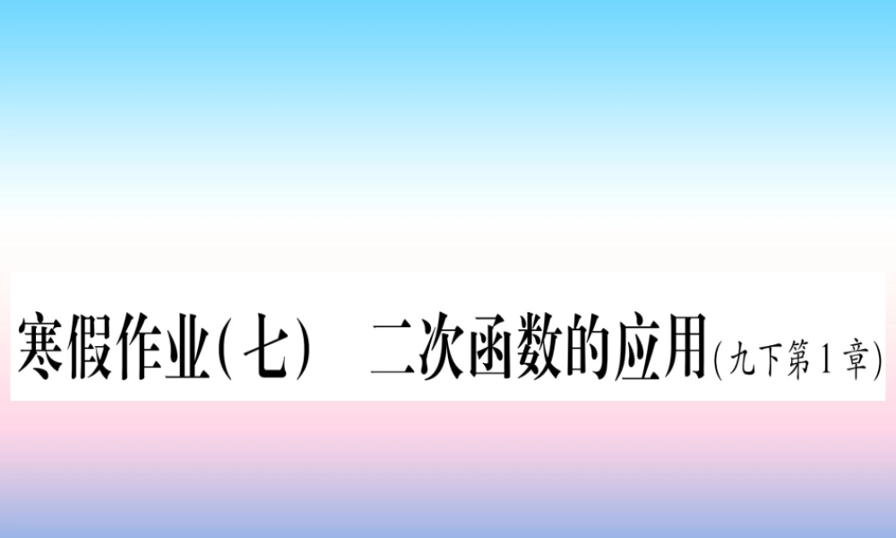 九年级数学下册 寒假作业(七)二次函数的应用作业课件 (新版)湘教版 课件