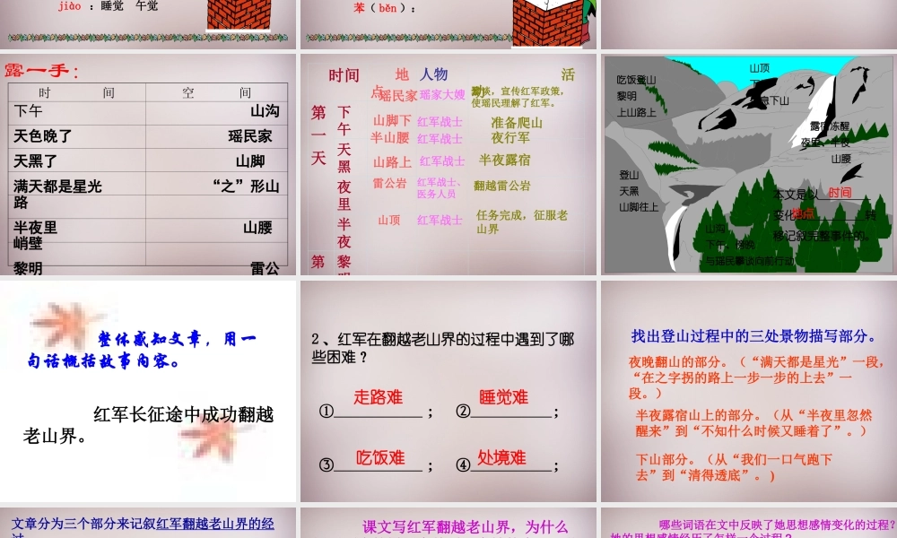 七年级语文上册 第五单元 第19课(老山界)课件 沪教版五四制 课件