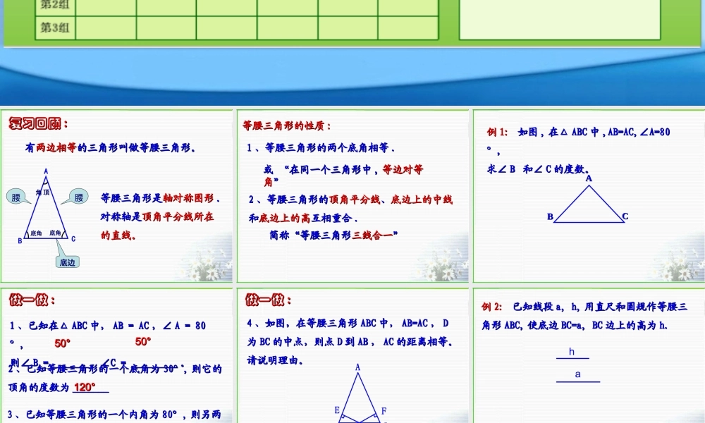 八年级数学等腰三角形的性质课件2 浙教版 课件