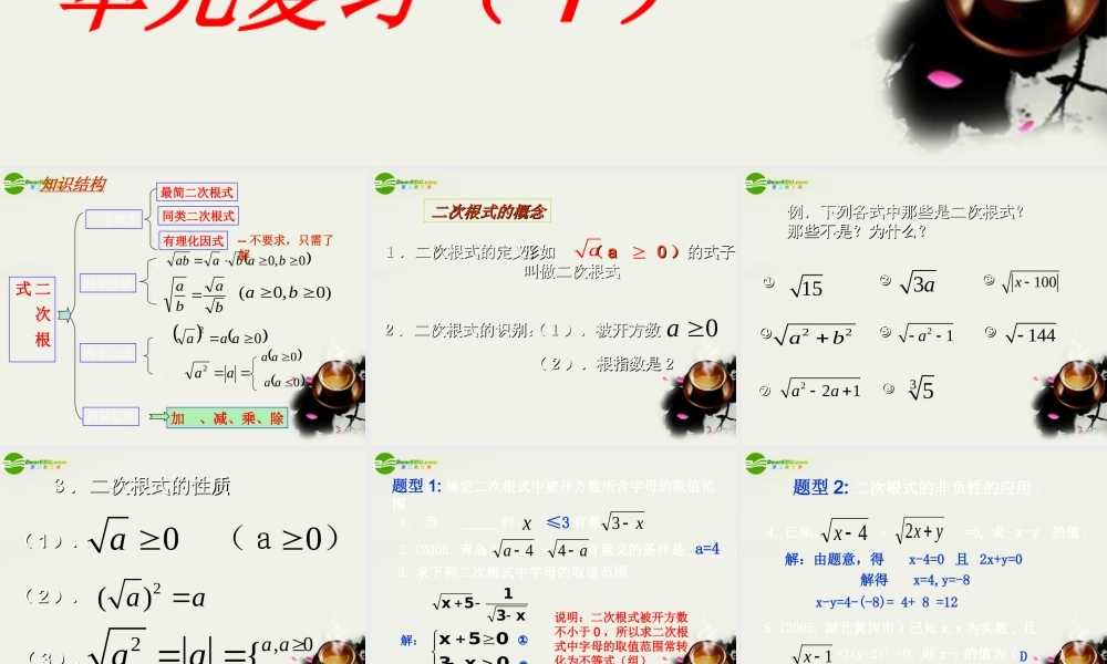 九年级数学上册 二次根式单元复习课件 人教新课标版 课件