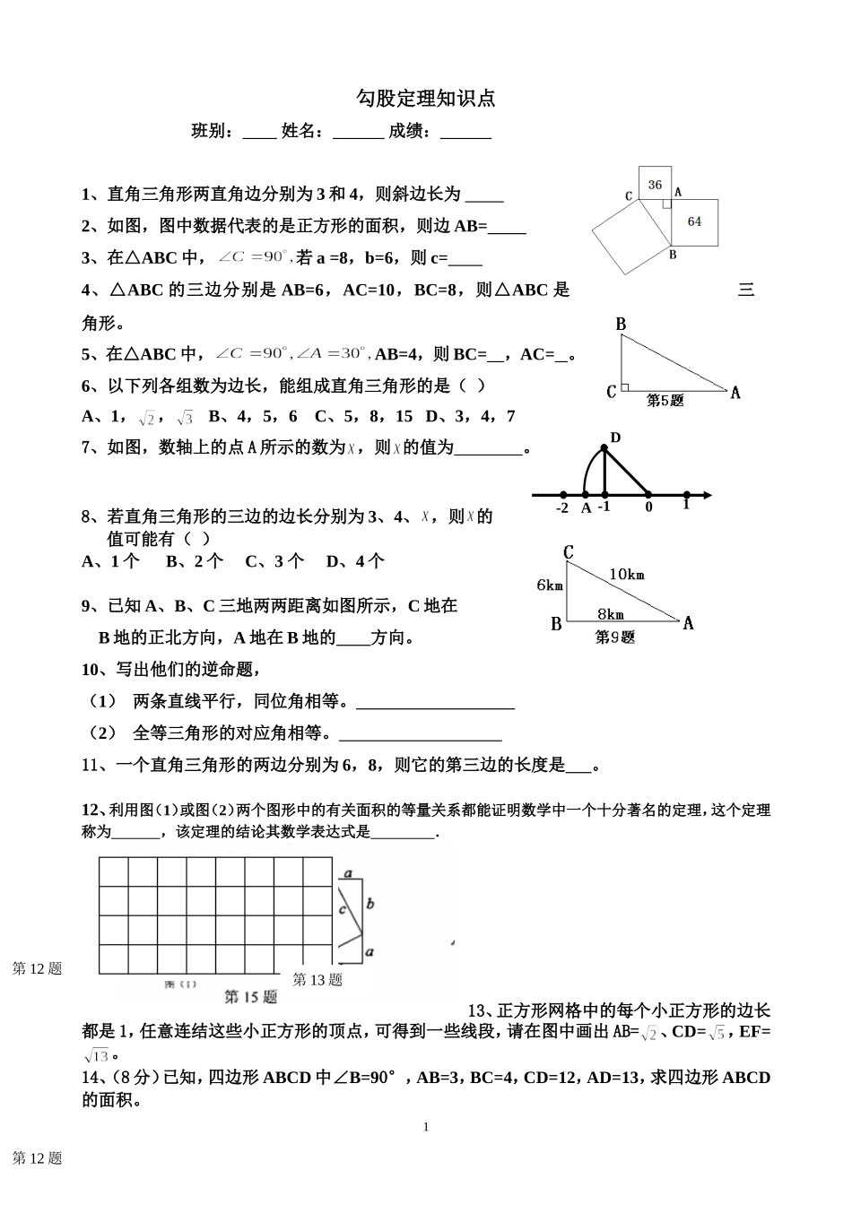 勾股定理知识点_第1页