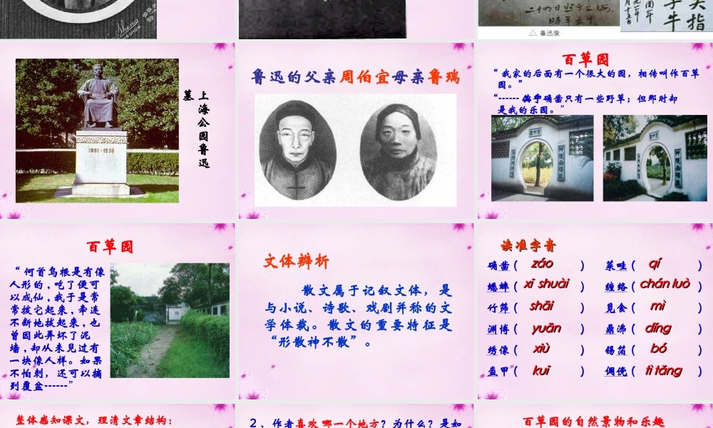 中学七年级语文下册 第1课(从百草园到三味书屋)课件1 (新版)新人教版 课件
