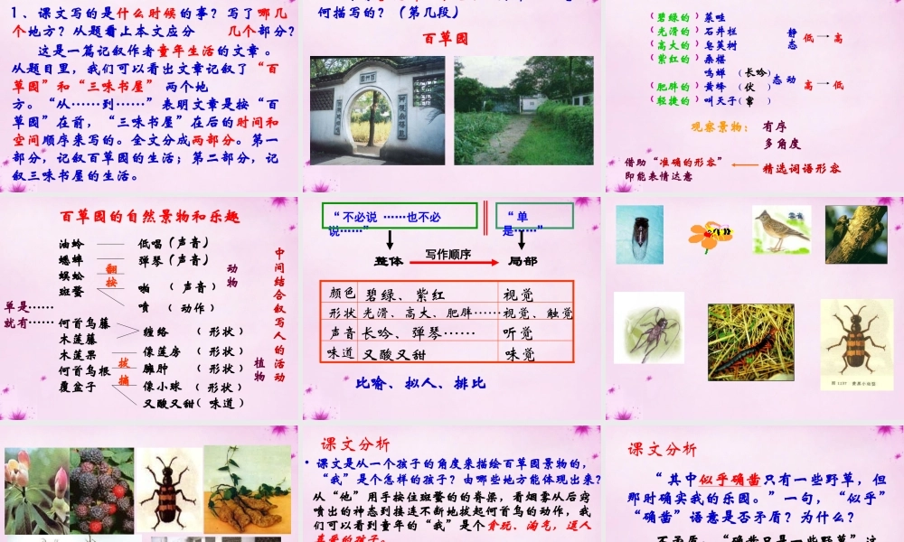 中学七年级语文下册 第1课(从百草园到三味书屋)课件1 (新版)新人教版 课件