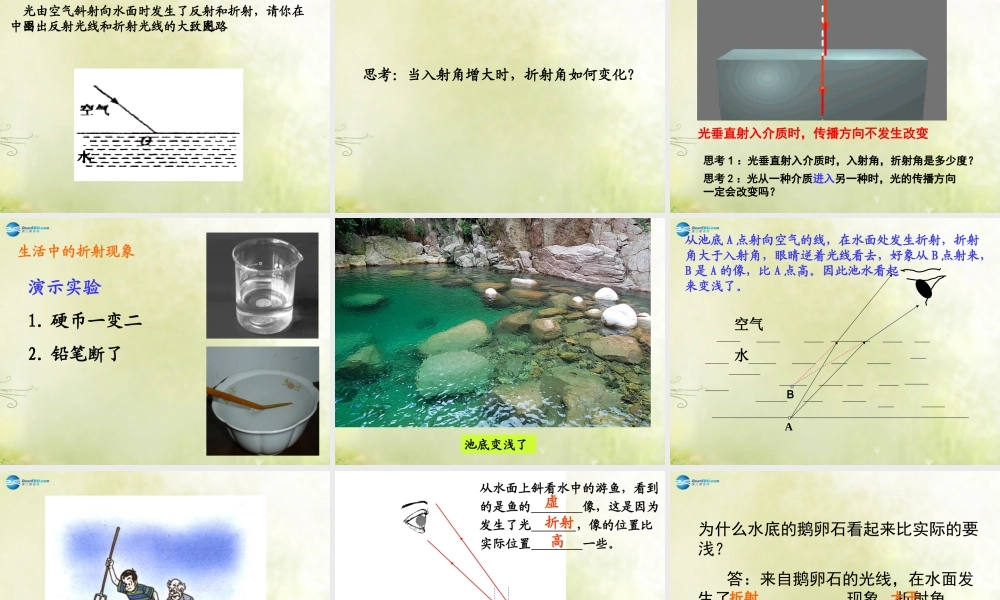 中学八年级物理上册 4.4 光的折射课件 (新版)新人教版 课件