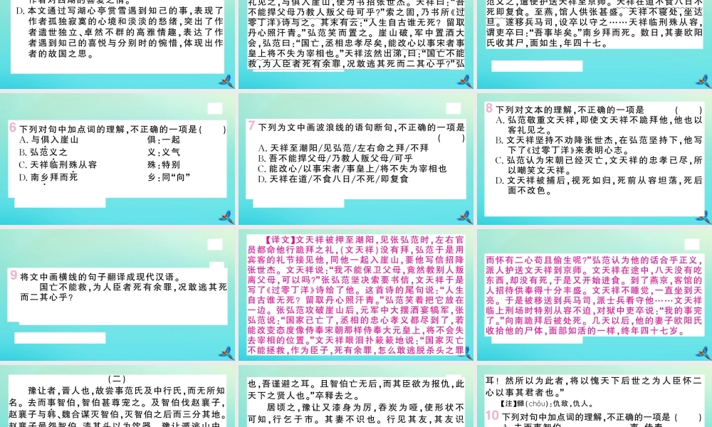 九年级语文上册 第三单元 12 湖心亭看雪作业课件 新人教版 课件