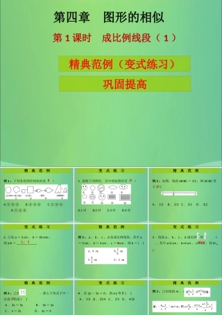 九年级数学上册 第4章 图形的相似 第1课时 成比例线段(1)(课堂导练)习题课件 (新版)北师大版 课件