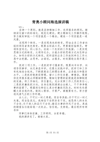 青奥小顾问海选演讲稿