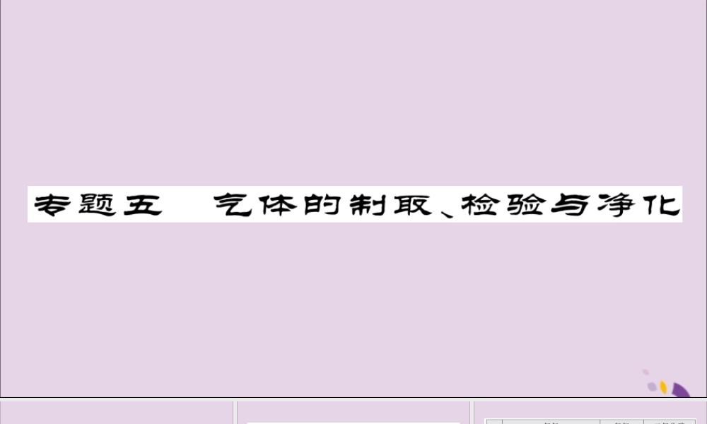 中考化学总复习 第二轮 专题训练 提升能力 专题五 气体的制取检验与净化课件