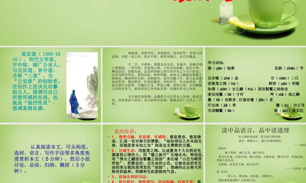 八年级语文上册 5.27 满井游记课件 鲁教版 课件