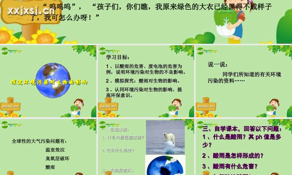 探究环境污染对生物的影响 七年级生物下册 第四单元第七章第二节探究环境污染对生物的影响课件 人教版