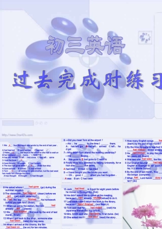 广东省佛山地区初三英语复习过去完成时 课件