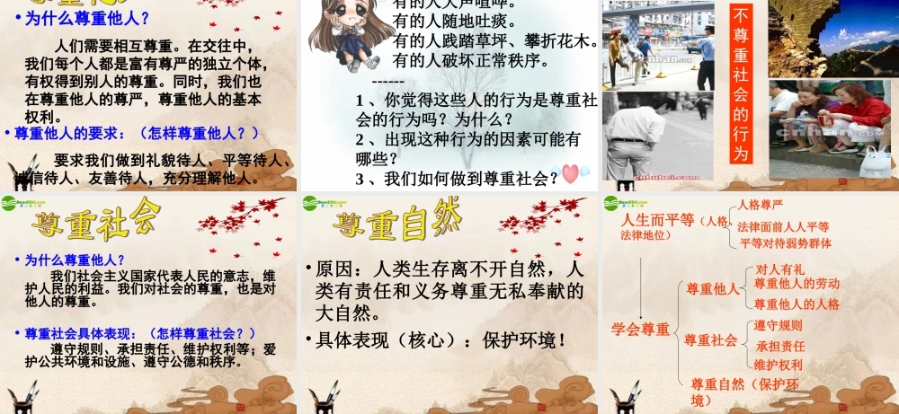 八年级政治上册 第九课平等尊重你我他课件 人教新课标版 课件