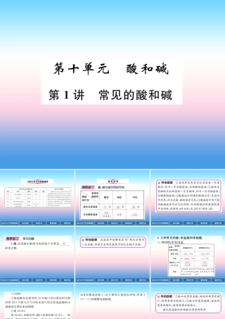 中考化学复习 第1编 教材知识梳理篇 第10单元 酸和碱 第1讲 常见的酸和碱(精讲)课件