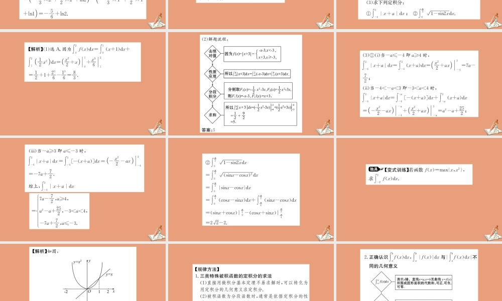 数学 第一章 导数及其应用 1.6 微积分基本定理教学课件 新人教A版选修2 2 课件