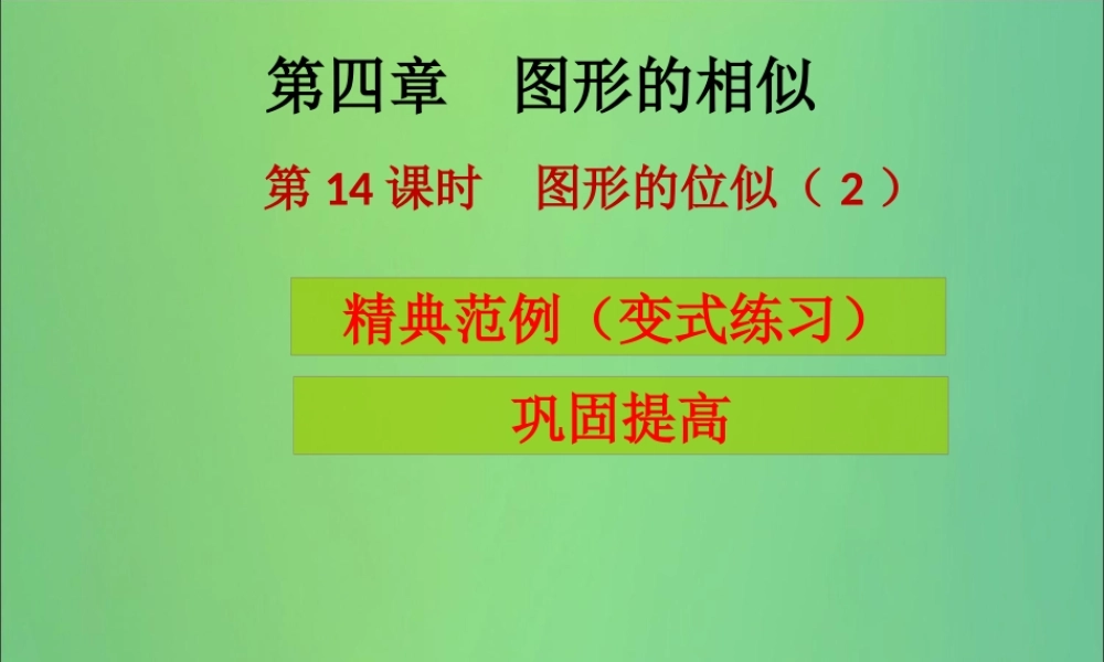 九年级数学上册 第4章 图形的相似 第14课时 图形的位似(2)(课堂导练)习题课件 (新版)北师大版 课件