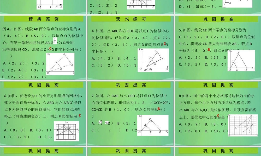 九年级数学上册 第4章 图形的相似 第14课时 图形的位似(2)(课堂导练)习题课件 (新版)北师大版 课件