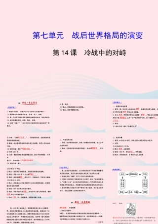 九年级历史下册 第七单元 战后世界格局的演变 第14课 冷战中的对峙习题课件 新人教版 课件