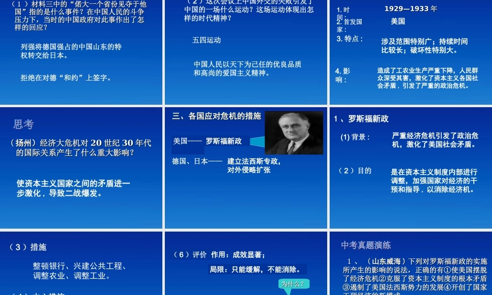 九年级历史下册 第二单元(凡尔赛--华盛顿体系下的世界)课件 人教新课标版 课件