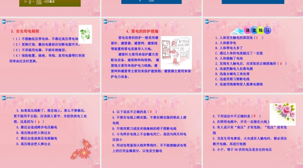 九年级物理全册 193 安全用电课件 (新版)新人教版 教案-2