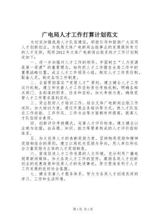 广电局人才工作打算计划范文