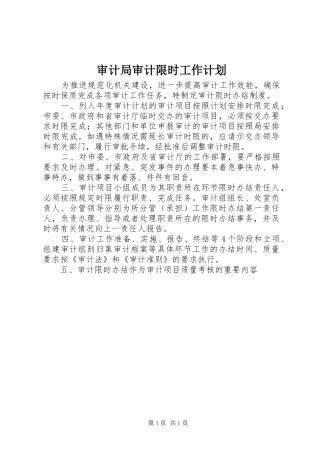 审计局审计限时工作计划