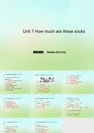 七年级英语上册 Unit 7 How much are these socks？(第四课时)Section B(1a 1e)课件 (新版)人教新目标版 课件