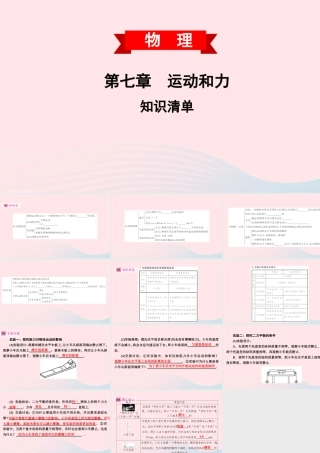 八年级物理下册 第七章 运动和力知识清单课件 (新版)粤教沪版 课件