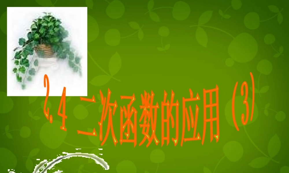 九年级数学上册 24 二次函数的应用课件3 浙教版 课件
