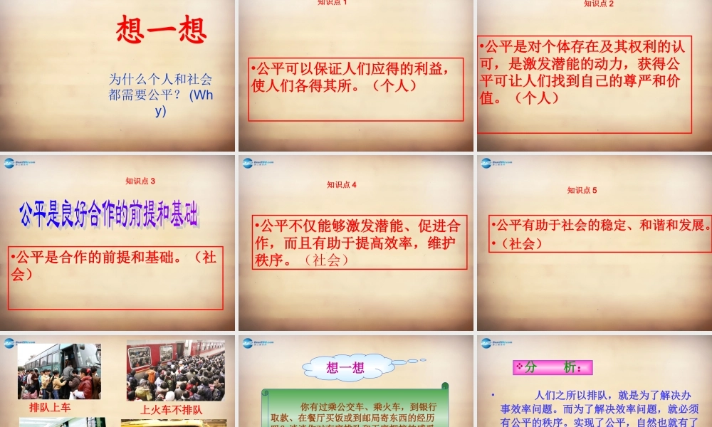 九年级政治全册 第六课 第一框 个人和社会都需要公平课件 人民版 课件